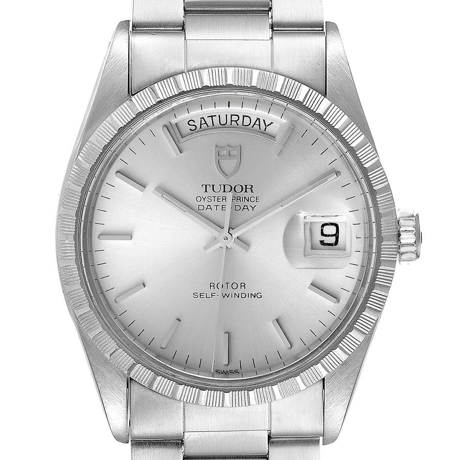 Pre Owned Tudor Prince Day Date Silver Dial Vintage Steel Mens Watch 94510